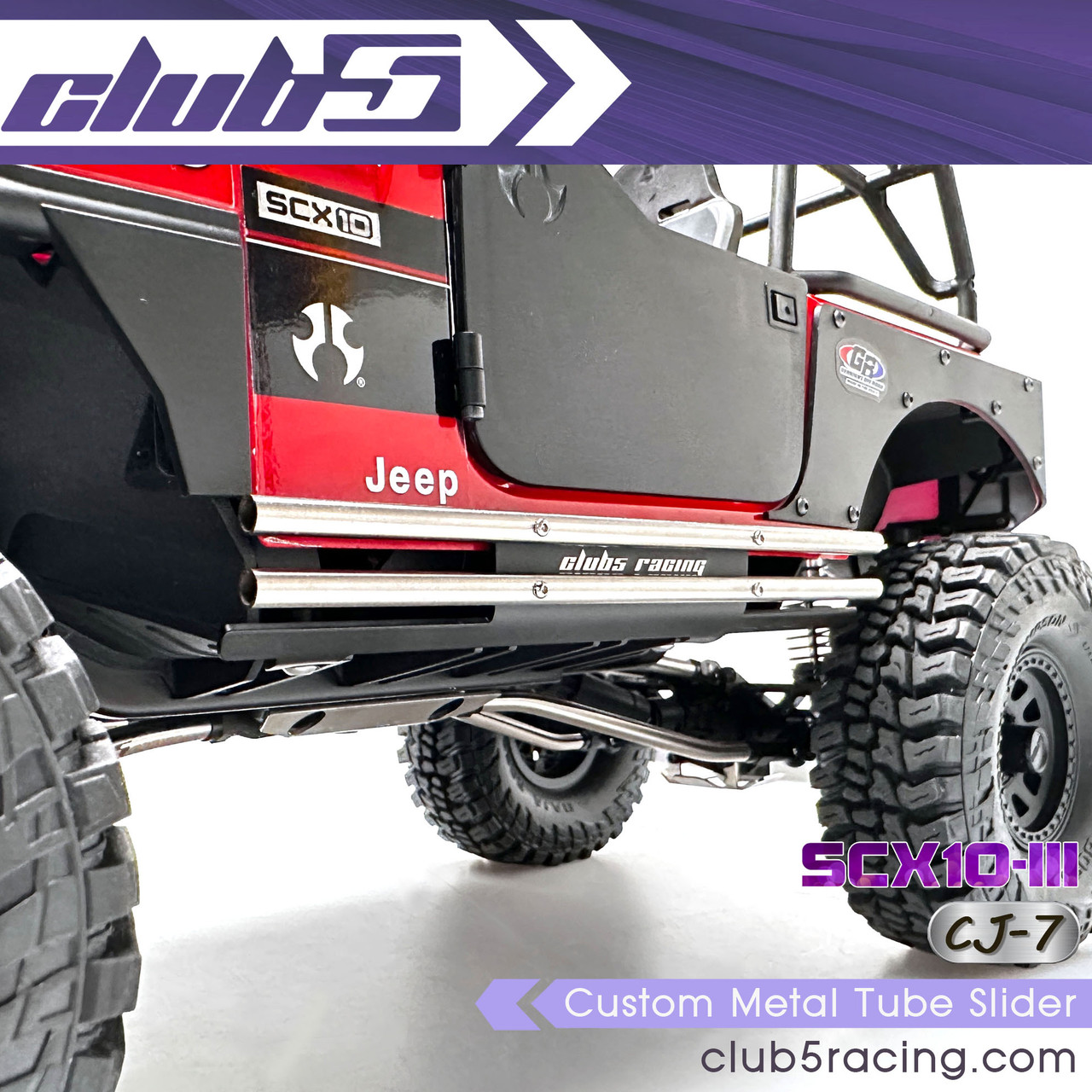 Custom Metal Tube Slider Rocker Guards for Axia SCX10III Jeep CJ-7