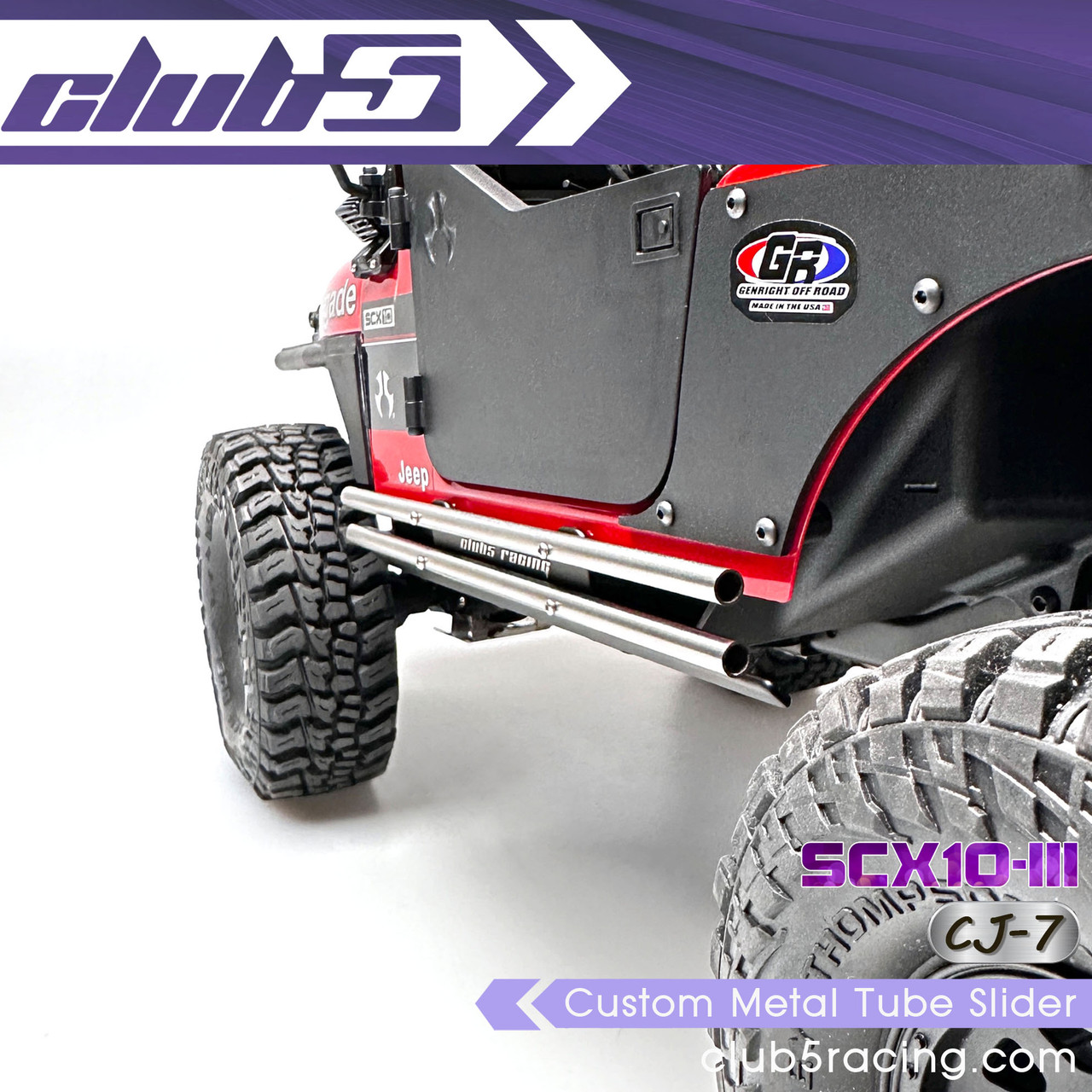 Custom Metal Tube Slider Rocker Guards for Axia SCX10III Jeep CJ-7