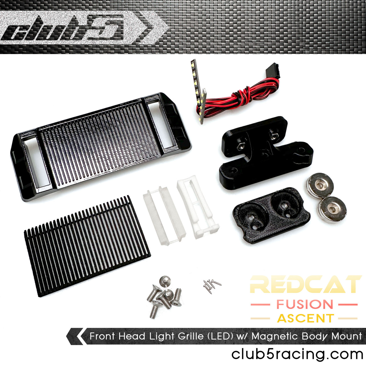 Front Head Light Grille (LED) w/ Magnetic Body Mount for Redcat Ascent/Fusion