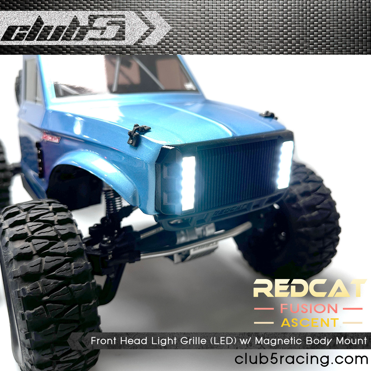 Front Head Light Grille (LED) w/ Magnetic Body Mount for Redcat Ascent/Fusion