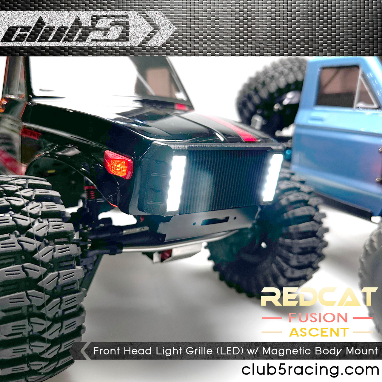 Front Head Light Grille (LED) w/ Magnetic Body Mount for Redcat Ascent/Fusion