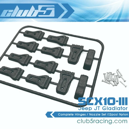 Complete Hinges / Nozzle Set (12 pc) for SCX10 III Motobilt JT (SLS Black)