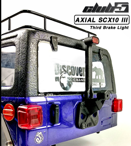 Spare Tire Carrier / High Mount Brake Light for Axial SCX10 III, Jeep JL Wrangler