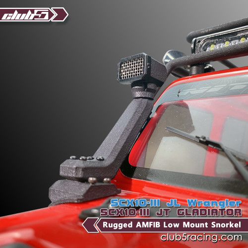 Rugged AMFIB Low-High Mount Snorkel for SCX10 III Jeep JL Wrangler/JT Gladiator