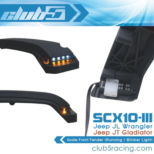Front Fender ( Dual Color LED Lights ) for SCX10 III Jeep JL Wrangler/ JT Gladiator