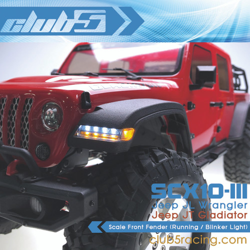 Front Fender ( Dual Color LED Lights ) for SCX10 III Jeep JL Wrangler/ JT Gladiator