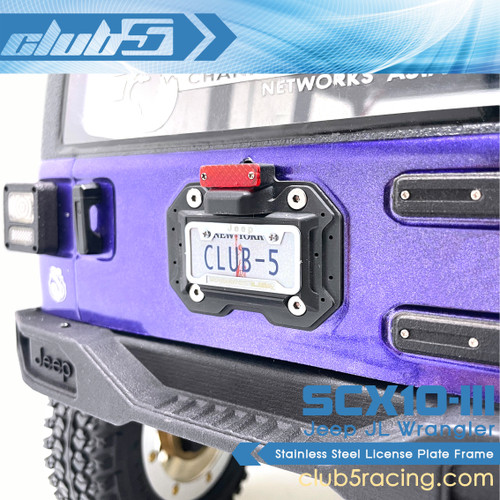 Stainless Steel License Plate Frame for SCX10 III Jeep JL Wrangler