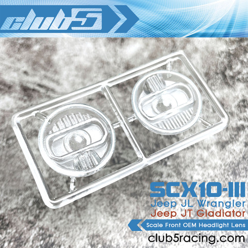 Scale OEM Front Headlight Lens for SCX10 III Jeep JL Wrangler / JT Gladiator