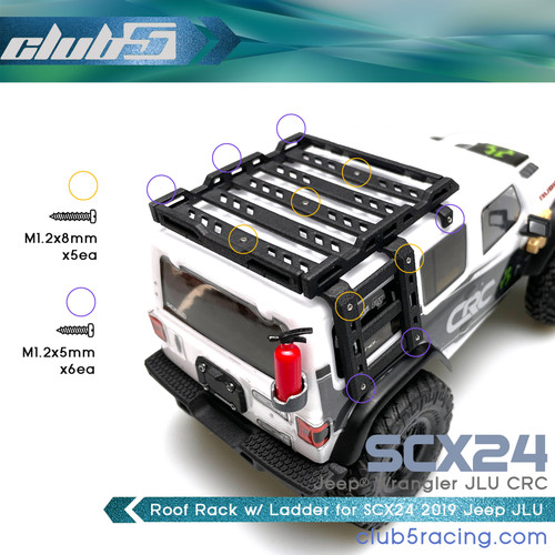 Roof Rack / Side Ladder for SCX24 2019 Jeep Wrangler JLU CRC 