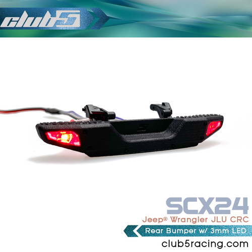 Rear Bumper w/ LED for Aixal SCX24 2019 Jeep Wrangler JLU