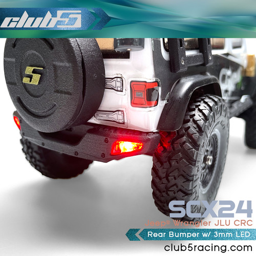 Rear Bumper w/ LED for Aixal SCX24 2019 Jeep Wrangler JLU