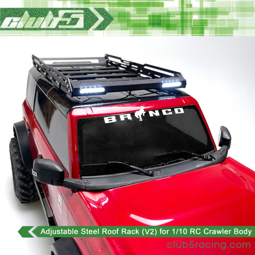 Adjustable Steel Roof Rack w/ Integrated LED Light Bar (V2) for TRX-4 2021 Bronco