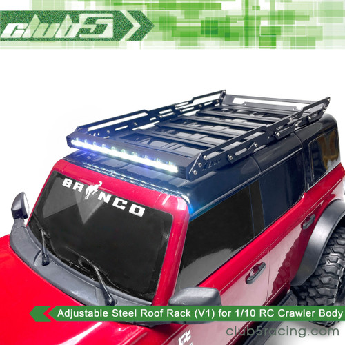 Adjustable Steel Roof Rack w/ Integrated LED Light Bar ( V1) for TRX-4 2021 Bronco