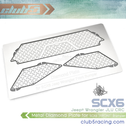Metal Diamond Plate For SCX6 Jeep JLU Wrangler Stock "FRONT" Bumper