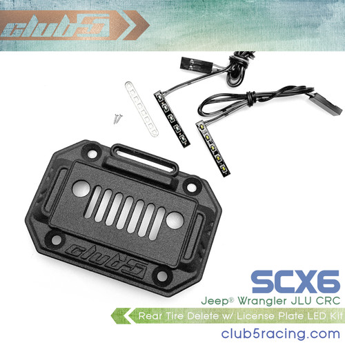 License Plate Bracket w/ 3rd Brake Light for SCX6 Jeep JLU Wrangler