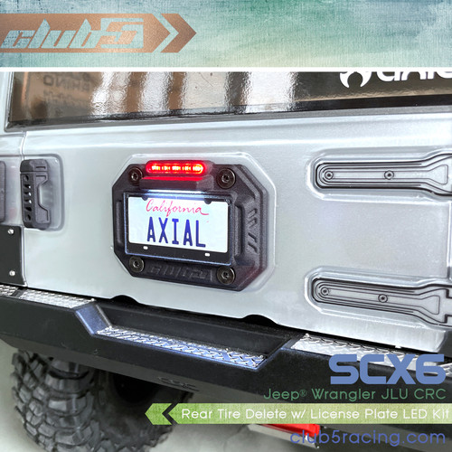 License Plate Bracket w/ 3rd Brake Light for SCX6 Jeep JLU Wrangler