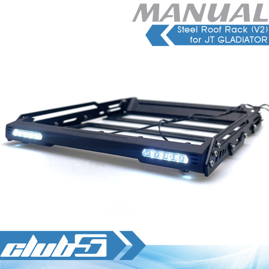 Scale Steel Roof Rack w/ Dual LED Light Bars (V2) for SCX10III JT Gladiator