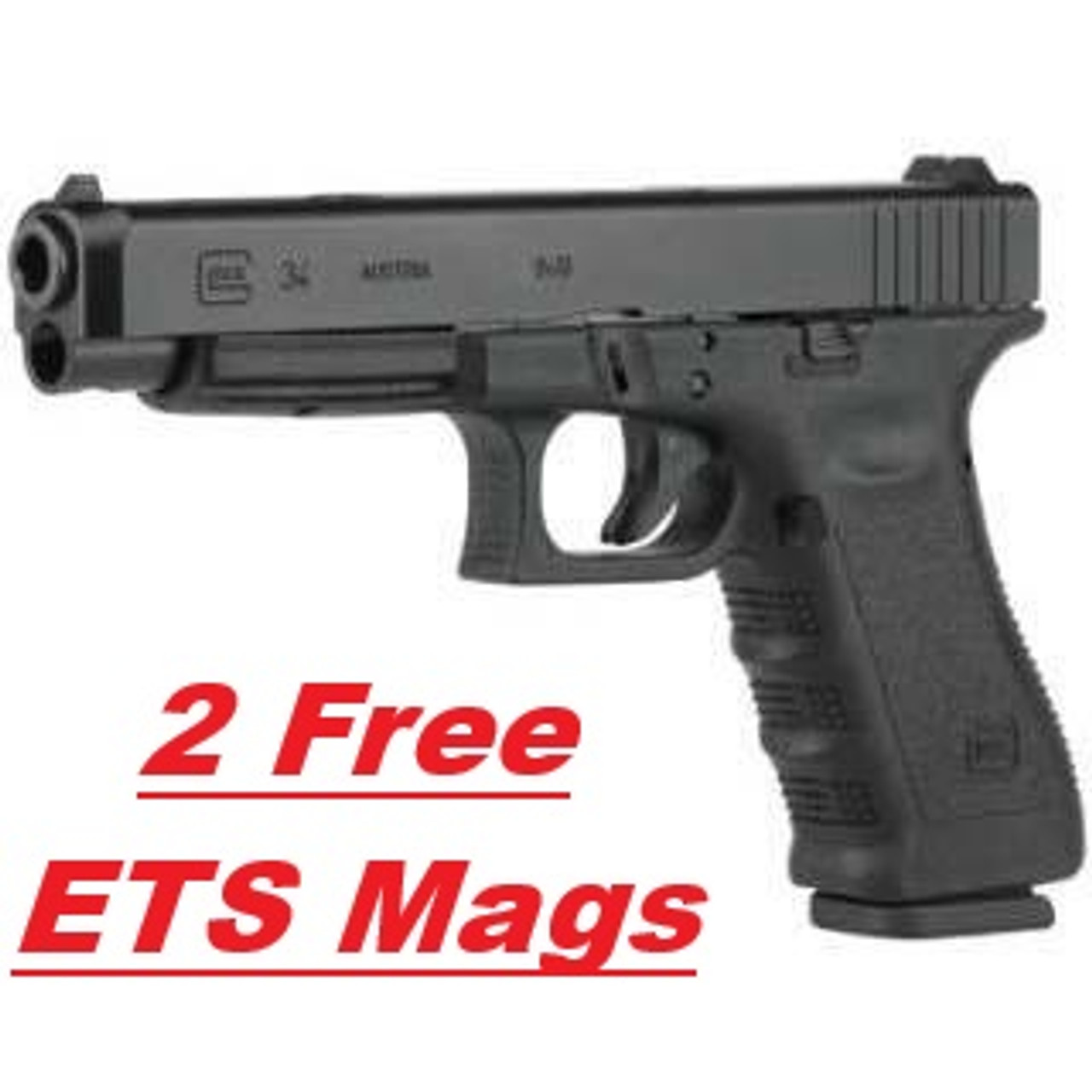 F*.様 GLOCK 34 3rd Generation Glock 34 Gen 3 9mm Luger Pistol 5.31 Barrel 17+1 Round Black
