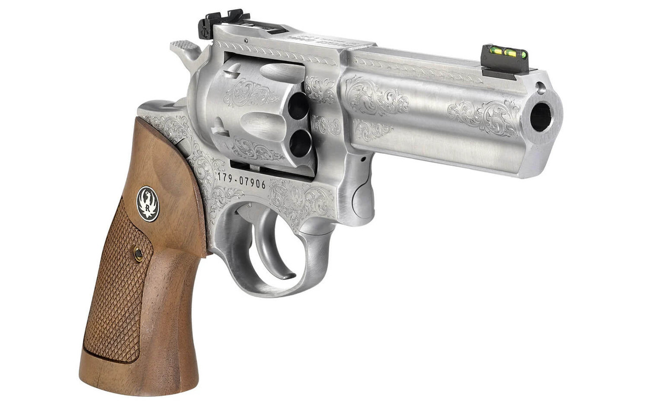 Ruger GP100 TALO Exclusive in .38 Special & .357 Magnum Engraved Stainless Steel Angled View