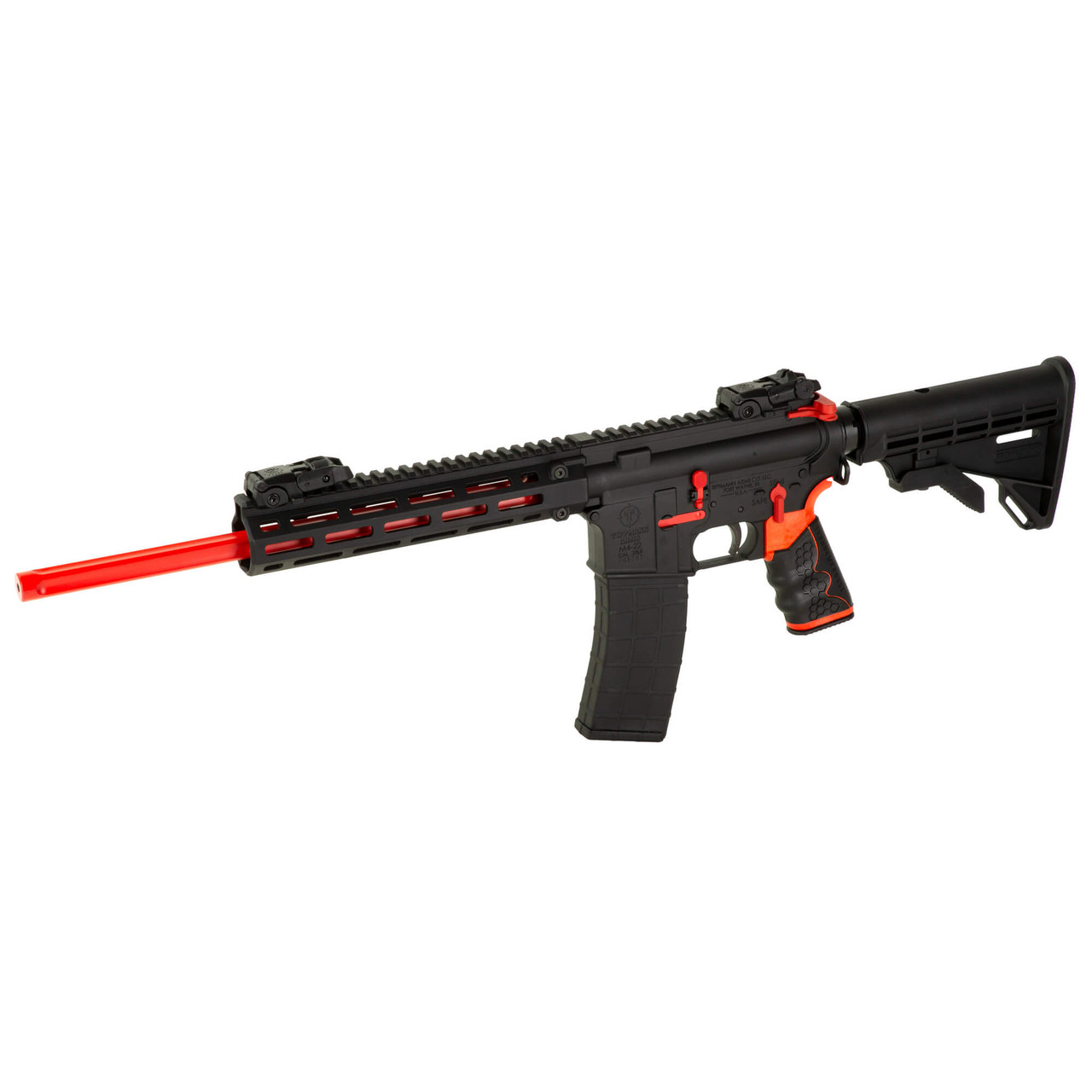 Wilde Built Tactical Tippmann M4-22 REDLINE in .22 LR with Red Accents Angled View