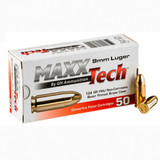 MaxxTech Brass  9mm 124gr FMJ - 500 Rd Case