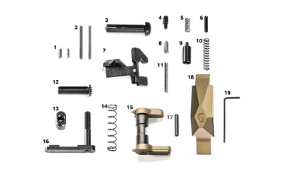 Geissele Automatics Lower Parts Kit, Ultra Duty, For AR-15, Desert Tan, Does Not Include Fire Control Group