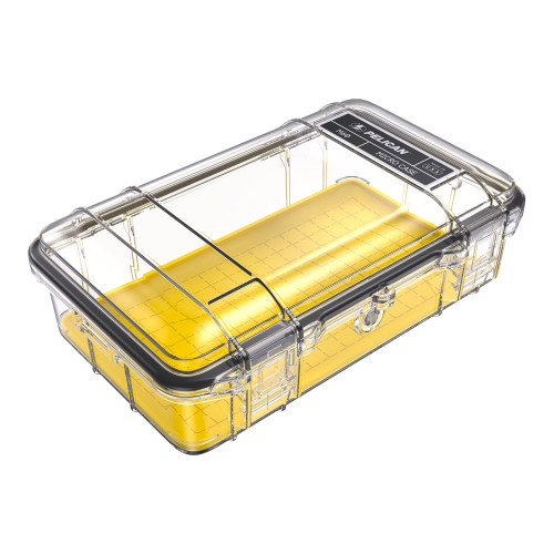 Pelican M60 Micro Case, Polymer Construction, Clear Exterior, Yellow Interior Liner, 9.3"x6"3.2", 1.05 lbs