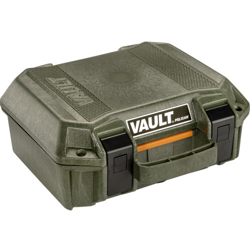 Pelican V100C Vault Small Pistol Case, With Polyurethane Foam, Polypropylene Construction, Olive Drab Green