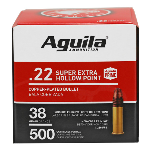 Aguila Super Extra High Velocity 22 LR Ammo - 38 Grain | HP | 500rd Pack