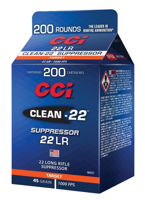 CCI Clean-22 Suppressor 22 LR Ammo - 45 Grain | LRN | 200rd Box