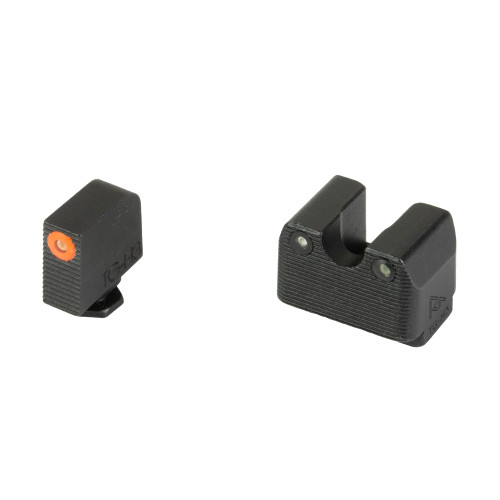 Rival Arms Tritium 3 Dot Front/Rear Green Night Sight, Fits Glock MOS 17/19, Orange Front Sight Ring, Black