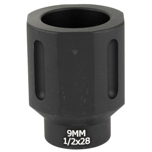 Battle Arms Development Hex Flashcan, Blast Diverter, 9MM, Anodized Finish Black, 1/2X28 Threaded