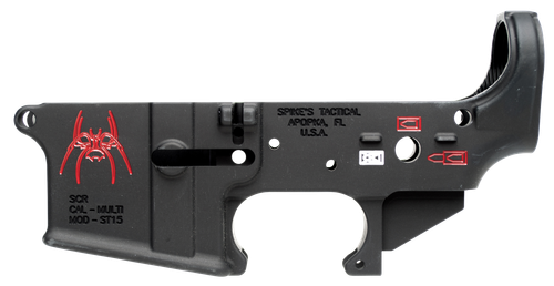 Spikes Tactical STLS019 Spider, Stripped Lower, Semi-automatic, 223 Remington/5.56 NATO, Black, Color Filled