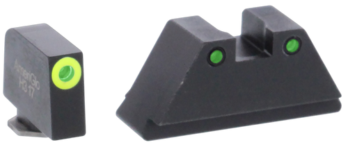 Ameriglo Green Tritium LimeGreenLumi Rnd Outline .315/Black .394 for Glock Tall Supp