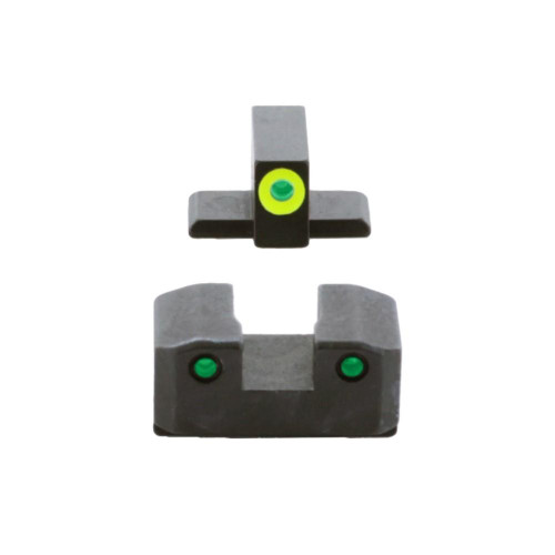 Ameriglo Trooper Tritium Handgun Sight Set for Sig with #8 Front and #8 Rear Green Rear Green with LumiGreen