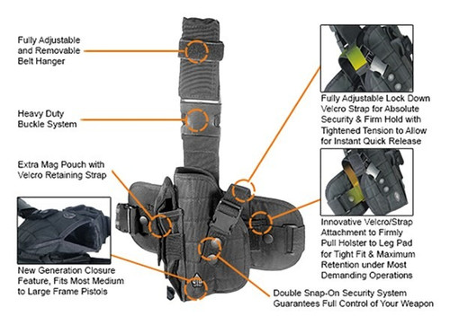 UTG Hand Tactical Leg Holster Black!UTG Holster Special Ops Left