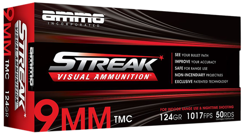 Ammo Inc Streak Visual (RED) 9mm Luger Ammo - 124 Grain | TMJ | 50rd Box