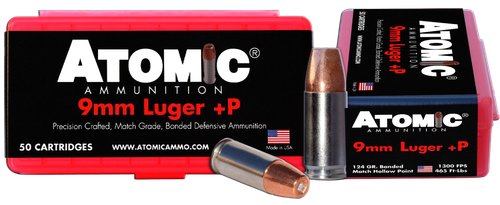 Atomic Pistol Precision Craft 9mm Luger +P Ammo - 124 Grain | JHP | 50rd Box