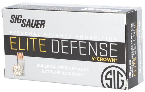 SIG Sauer Elite Performance 9mm Luger Ammo - 124 Grain | JHP | 50rd Box