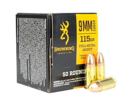 Browning 9mm Luger Ammo - 115 Grain | FMJ | 50rd Box