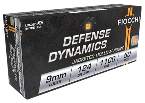 Fiocchi Defense Dynamics 9mm Luger Ammo - 124 Grain | JHP | 50rd Box