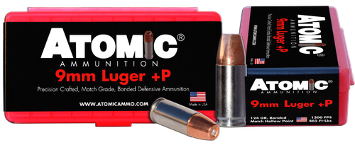 Atomic Match Precision Craft 9mm Luger +P Ammo - 124 Grain | JHP | 20rd Box