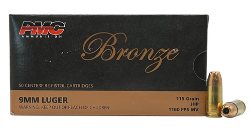 PMC Bronze 9mm Luger Ammo - 115 Grain | JHP | 50rd Box