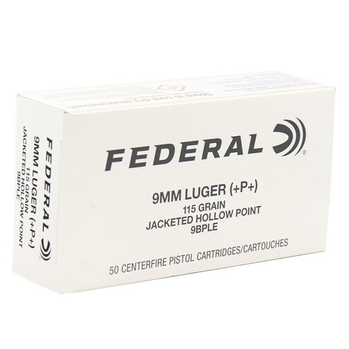 Federal 9mm Luger +P+ Ammo - 115 Grain | JHP | 50rd Box