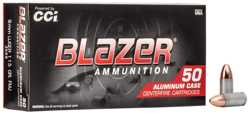 CCI Blazer 9mm Luger Ammo - 115 Grain | FMJ | 50rd Box