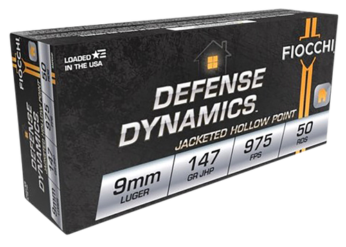 Fiocchi Defense Dynamics 9mm Luger Ammo - 147 Grain | JHP | 50rd Box