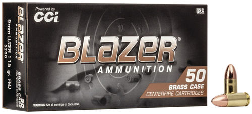 CCI Blazer Brass 9mm Luger Ammo - 115 Grain | FMJ | 50rd Box