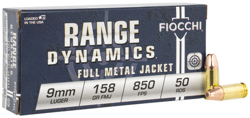 Fiocchi Range Dynamics 9mm Luger Ammo - 158 Grain | FMJ | 50rd Box