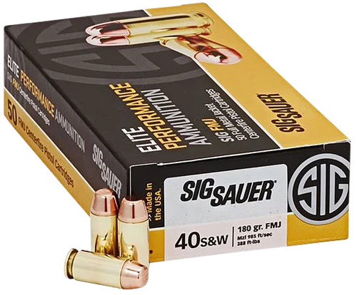 SIG Sauer Elite Ball 40 S&W Ammo - 180 Grain | FMJ | 50rd Box