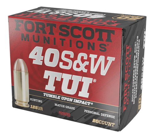 Fort Scott Munitions Tumble Upon Impact (TUI) 40 S&W Ammo - 125 Grain | Solid Copper | 20rd Box